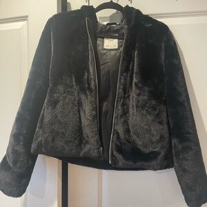 Abercrombie and Fitch black faux fur hoodie
